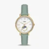 Elegant Fossil watch with gold details and blue leather strap